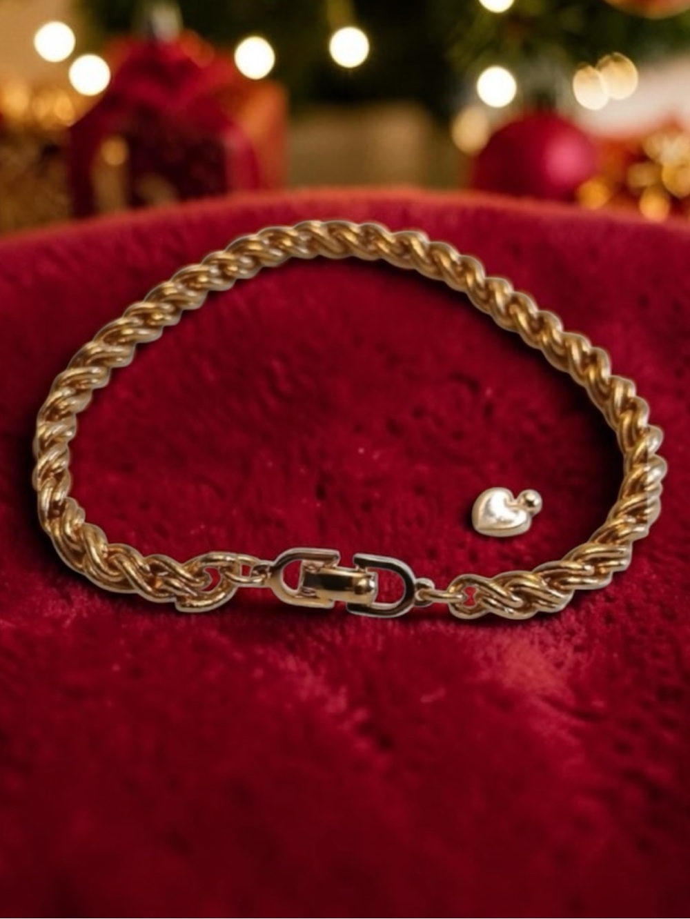 Christian Dior Gold Plated Spiral Chain Bracelet 7.25. COA